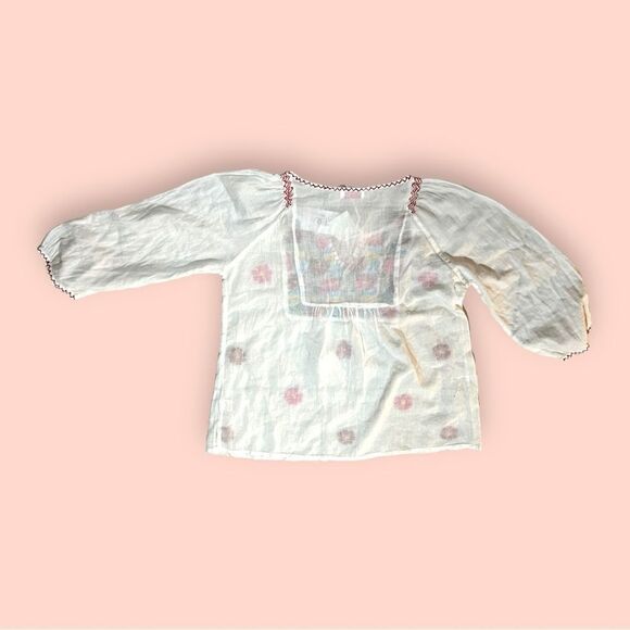 LA CERA | NWT Women's 3/4 Sleeve Embroidered Peasant top White Size S Retail $98 - Picture 8 of 9